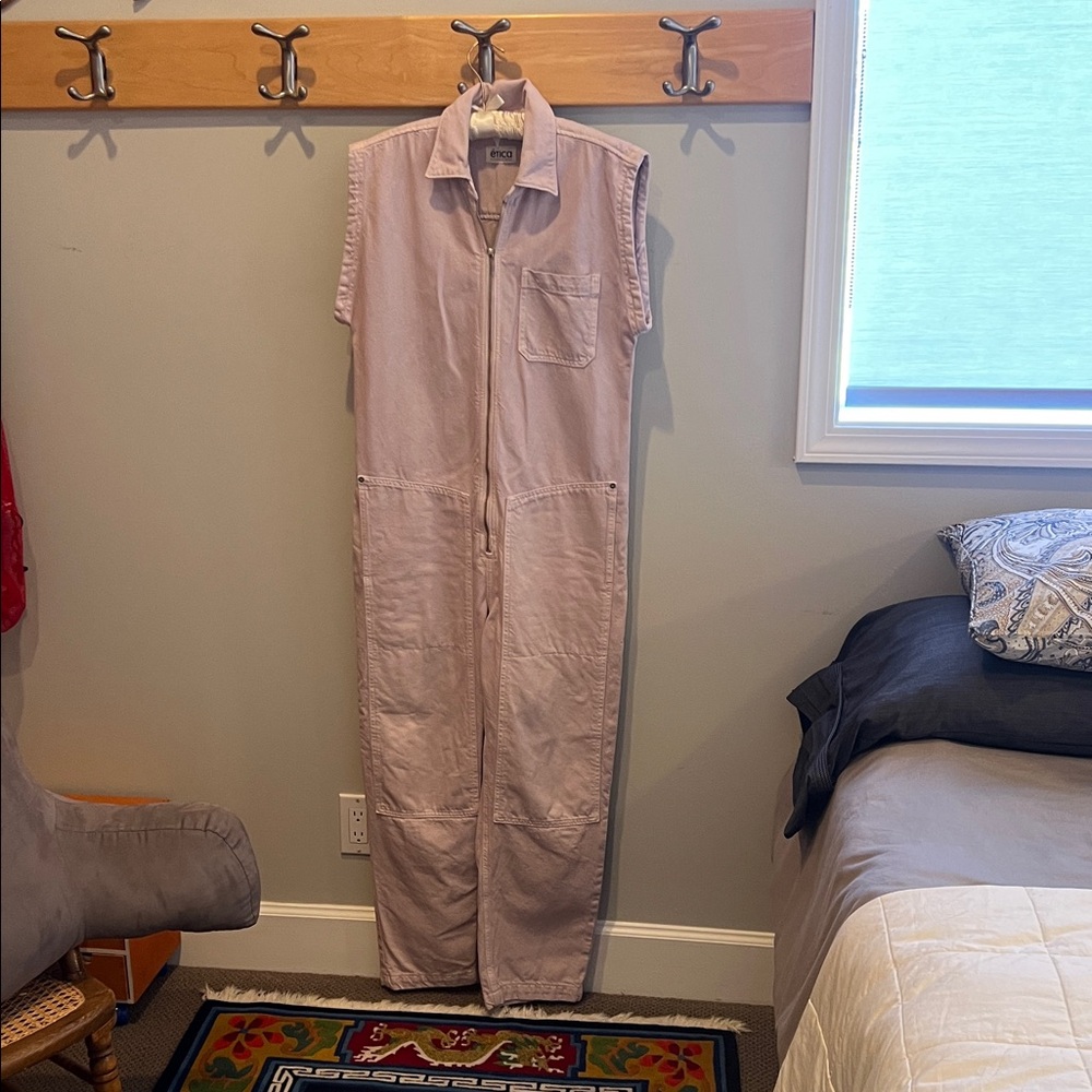 Etica Sleeveless Zip-Front Jumpsuit in Pale lavender
